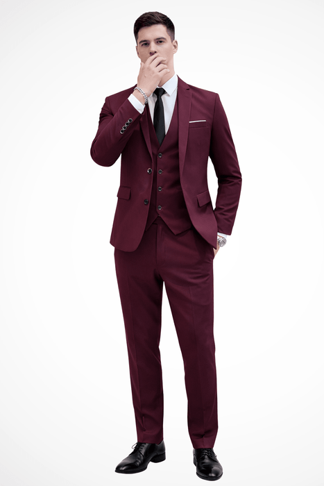 Dominic 3 - Piece Slim Fit Suit – Men's Notch Lapel Blazer, Waistcoat & Trousers Set - Monsta Online