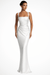 Vivienne Ruched Satin Maxi Dress Set – Women's Square Neck Wedding Guest Dress - Monsta Online