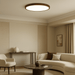 Dark Wood Grain LED Ceiling Light – Warm Ambient Flush Mount for Living Room & Bedroom - Monsta Online