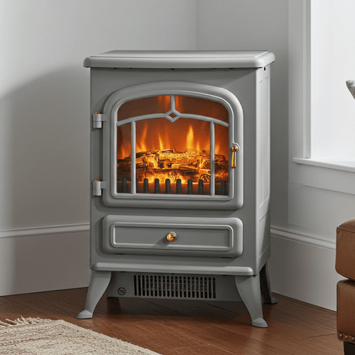 22 Inch Gray Electric Fireplace Stove Heater with Realistic Flame Effect - Monsta Online