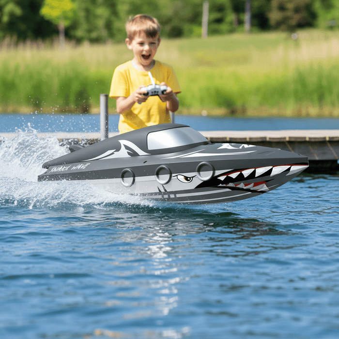 Shark Wave: High Speed RC Boat 2.4GHz Remote Control With Dual Batteries for Kids - Monsta Online