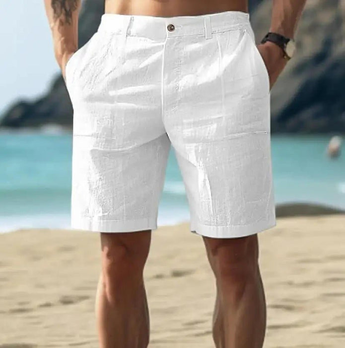 Men's Luxury Linen Summer Shorts – Drawstring Waist, Breathable Relaxed Fit - Monsta Online