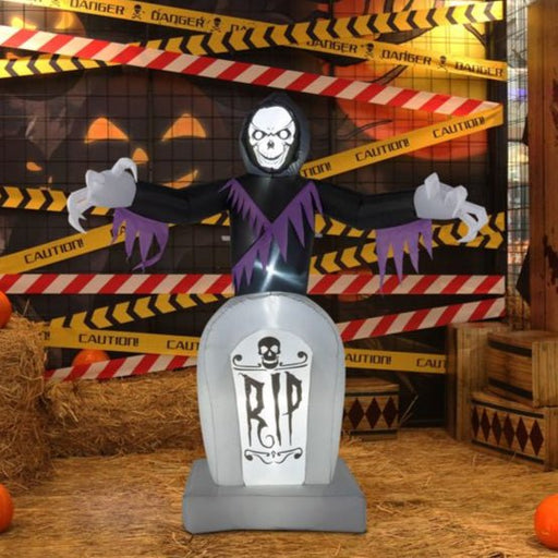 6FT Halloween Inflatable Grim Reaper with Grave and LED Lights - Monsta Online