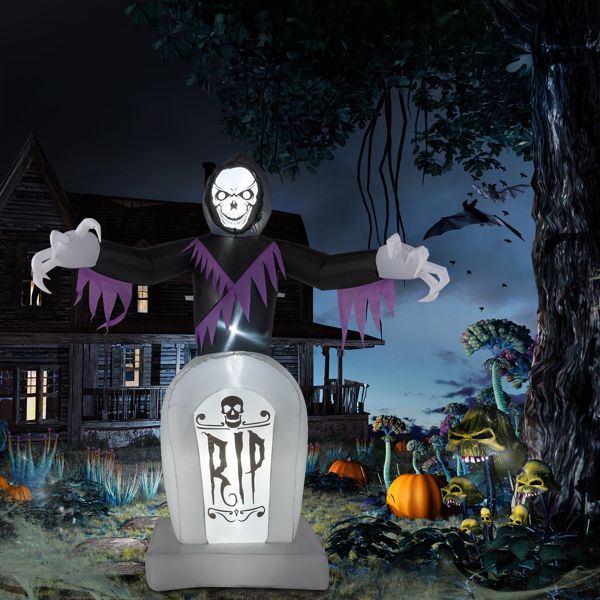 6FT Halloween Inflatable Grim Reaper with Grave and LED Lights - Monsta Online