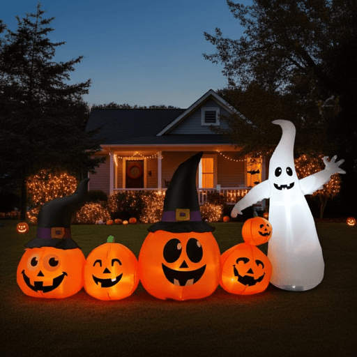 8FT Halloween Inflatable Pumpkins with Ghost – Lighted Blow Up Yard Decoration - Monsta Online