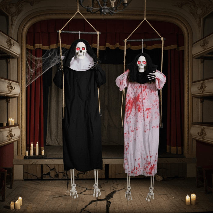 3ft Sound - Activated Hanging Halloween Ghosts with Light - Up Eyes and Screaming Sound - Monsta Online