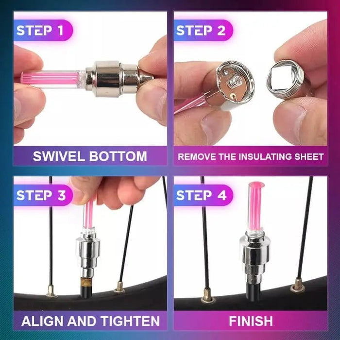 LED Bicycle Valve Lights – Motion - Activated Waterproof Tire Valve Stem Lights - Monsta Online