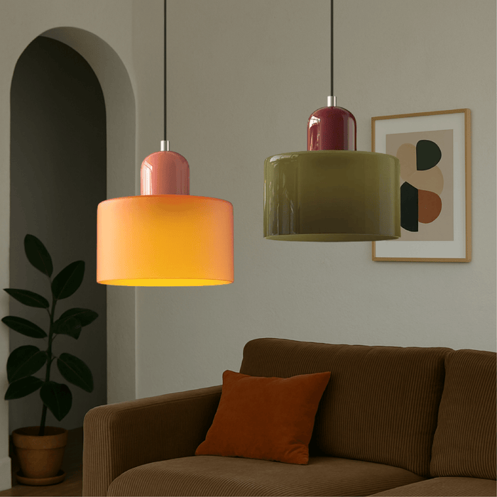 Bauhaus Colored Glass Pendant Light – Modern Hanging Lamp for Kitchen & Dining Room - Monsta Online