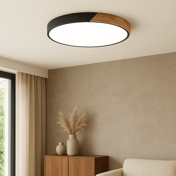 Nordic Wooden Ceiling Light – Wood, Iron & Acrylic LED Fixture for Bedroom, Living Room & Hallway - Monsta Online