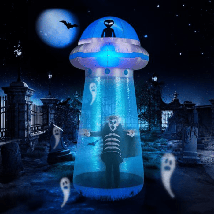 8.8FT Halloween Inflatable UFO with Built - in LED Lights and Stand Inside Design - Monsta Online