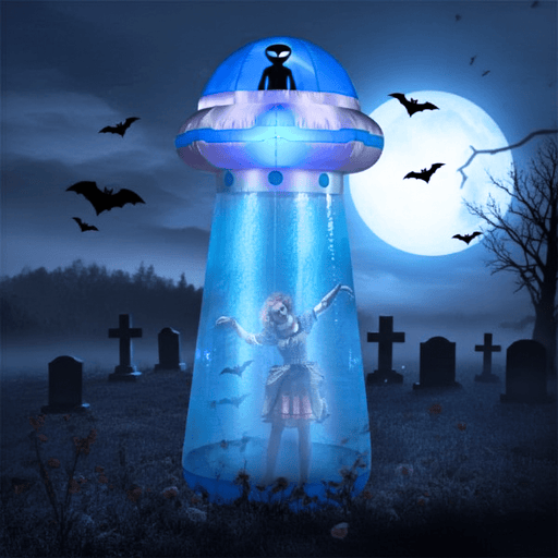 8.8FT Halloween Inflatable UFO with Built - in LED Lights and Stand Inside Design - Monsta Online