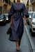 Jastin Lantern Sleeve Dress – Women's Elegant Belted Midi Dress - Monsta Online