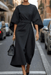 Jastin Lantern Sleeve Dress – Women's Elegant Belted Midi Dress - Monsta Online