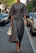 Jastin Lantern Sleeve Dress – Women's Elegant Belted Midi Dress - Monsta Online