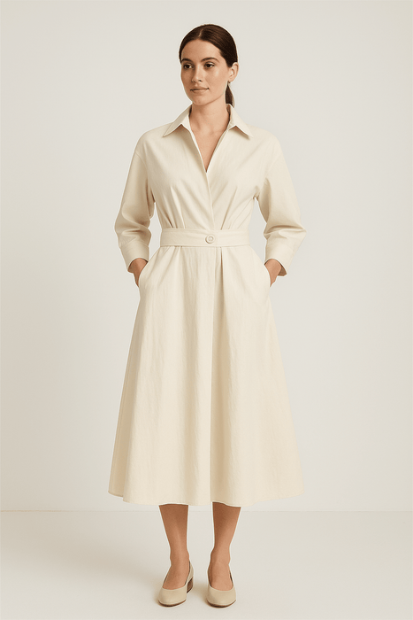 Jevonna Cotton Shirt Dress – Women's Tailored Button - Front Shirt Dress - Monsta Online