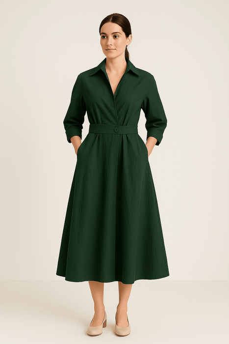 Jevonna Cotton Shirt Dress – Women's Tailored Button - Front Shirt Dress - Monsta Online