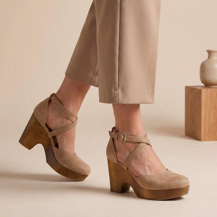 Artisanal Closed - Toe Wood Platform Wedges - Elevated Summer Style - Monsta Online