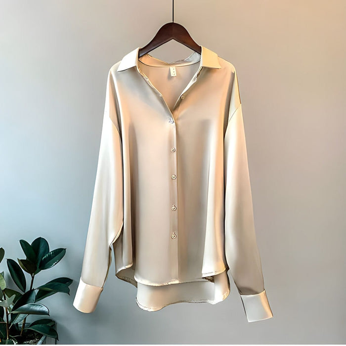 Laura Silk - Blend Shirt – Women's Luxurious Long Sleeve Silky Blouse - Monsta Online