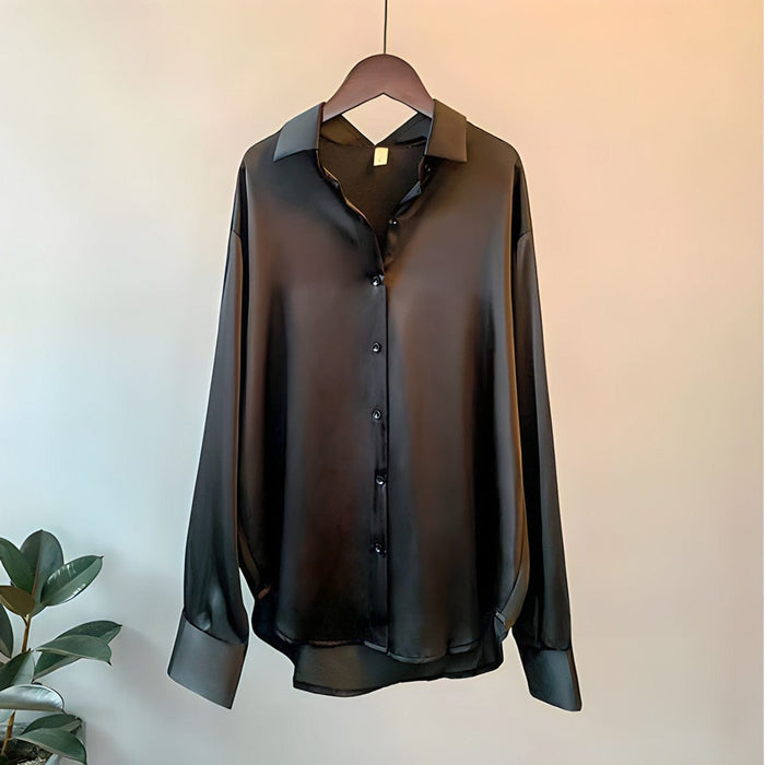 Laura Silk - Blend Shirt – Women's Luxurious Long Sleeve Silky Blouse - Monsta Online