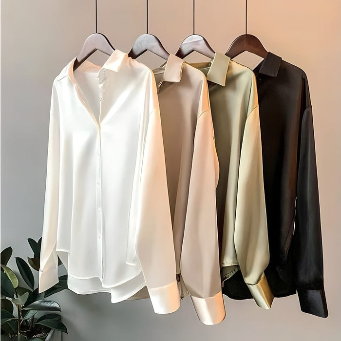Laura Silk - Blend Shirt – Women's Luxurious Long Sleeve Silky Blouse - Monsta Online