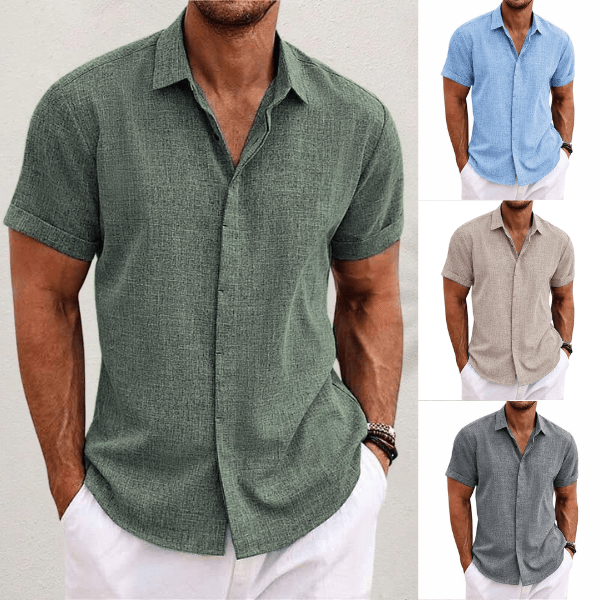 Lauro Linen Shirt – Men's Breathable Short Sleeve Summer Shirt - Monsta Online
