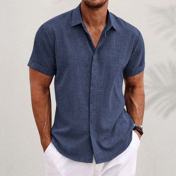 Lauro Linen Shirt – Men's Breathable Short Sleeve Summer Shirt - Monsta Online