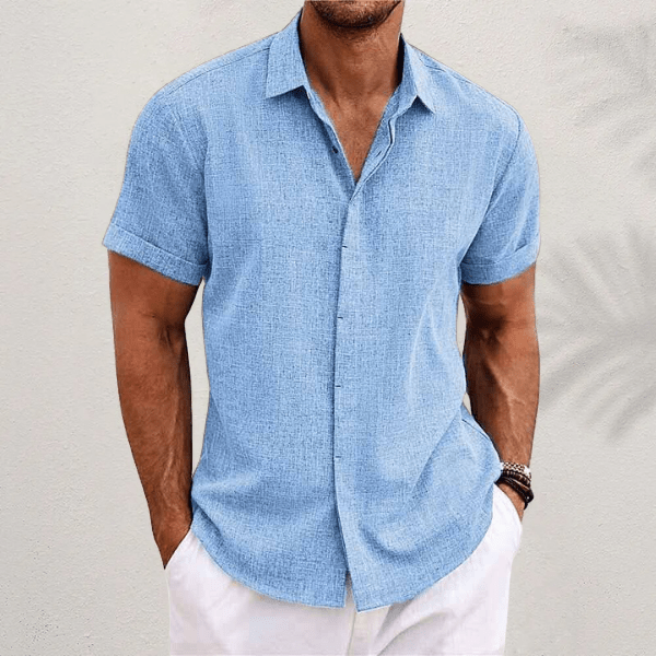 Lauro Linen Shirt – Men's Breathable Short Sleeve Summer Shirt - Monsta Online