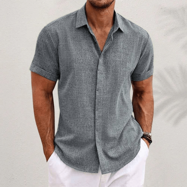 Lauro Linen Shirt – Men's Breathable Short Sleeve Summer Shirt - Monsta Online