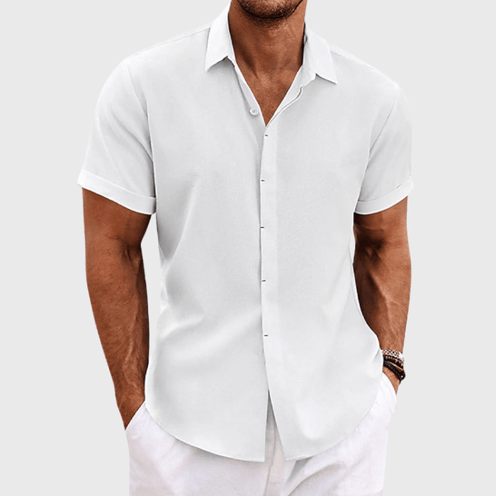 Lauro Linen Shirt – Men's Breathable Short Sleeve Summer Shirt - Monsta Online