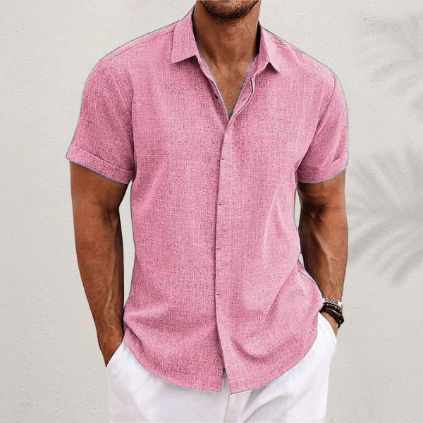 Lauro Linen Shirt – Men's Breathable Short Sleeve Summer Shirt - Monsta Online