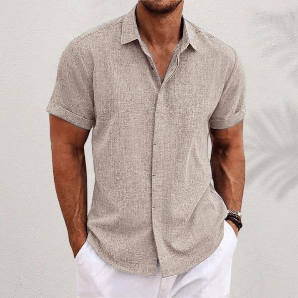 Lauro Linen Shirt – Men's Breathable Short Sleeve Summer Shirt - Monsta Online