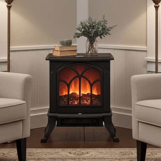 17" Black Electric Fireplace Compact Heater with Realistic Flame - Monsta Online
