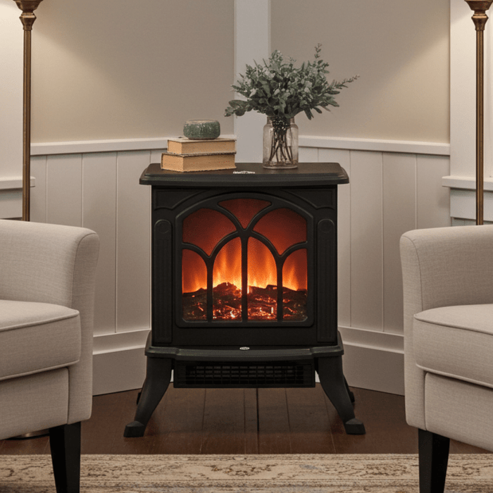 17" Black Electric Fireplace Compact Heater with Realistic Flame - Monsta Online