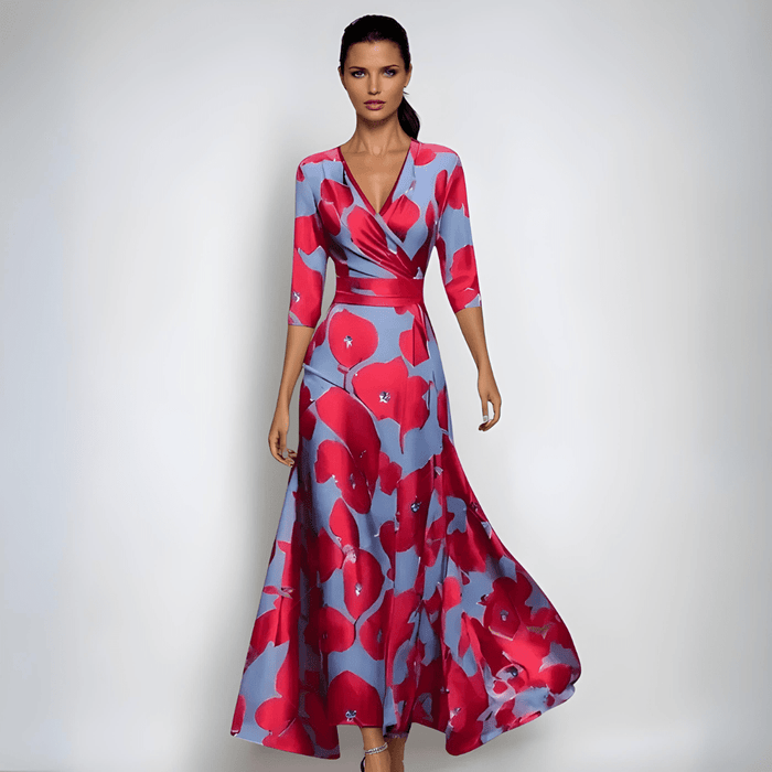 Lynor Floral Dress – Women's Elegant Day - to - Night Midi Dress - Monsta Online