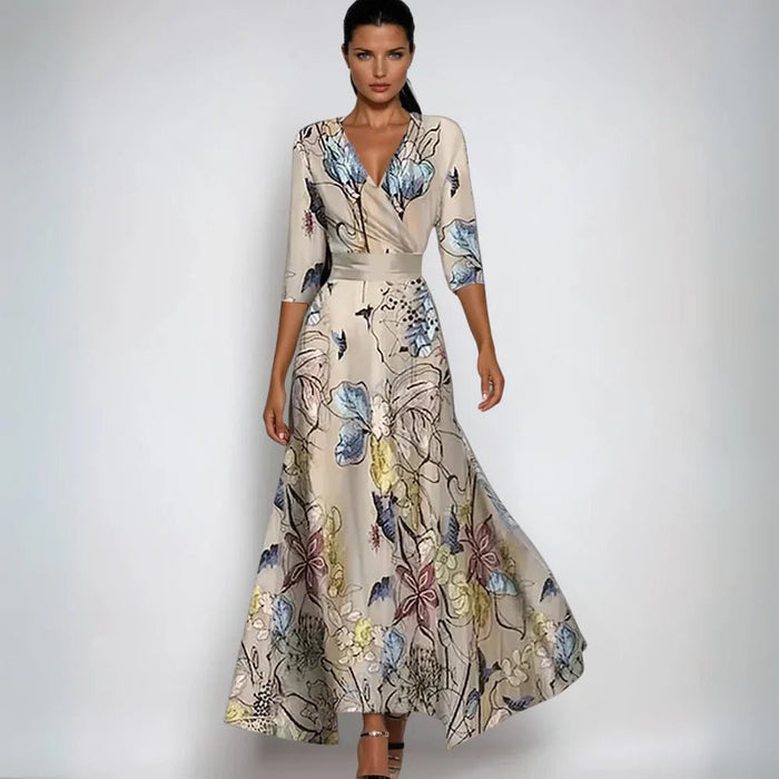 Lynor Floral Dress – Women's Elegant Day - to - Night Midi Dress - Monsta Online