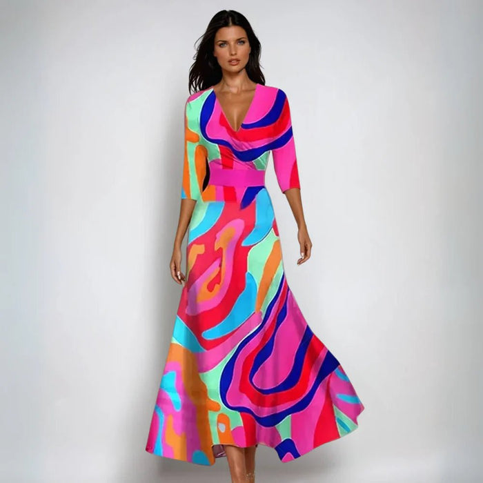 Lynor Floral Dress – Women's Elegant Day - to - Night Midi Dress - Monsta Online