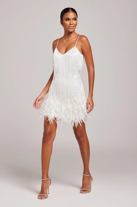 Marj Cocktail Dress – Women's Fringe Feather Evening Dress - Monsta Online