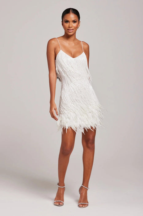 Marj Cocktail Dress – Women's Fringe Feather Evening Dress - Monsta Online