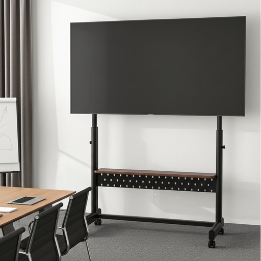 Heavy Duty Rolling TV Stand 55–100 Inch with Adjustable Height and Media Shelf - Monsta Online
