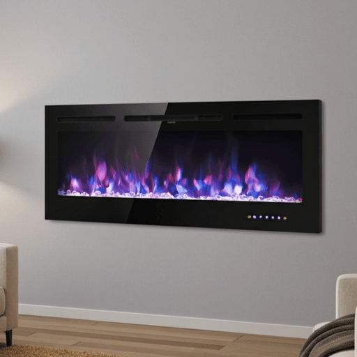 50 Inch Electric Fireplace Insert Wall Mounted with Adjustable Brightness and Remote - Monsta Online