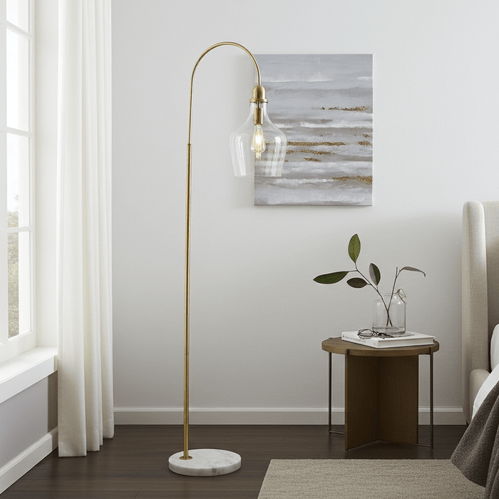 Modern Arched Floor Lamp with Elegant Marble Base for Stylish Living Rooms - Monsta Online