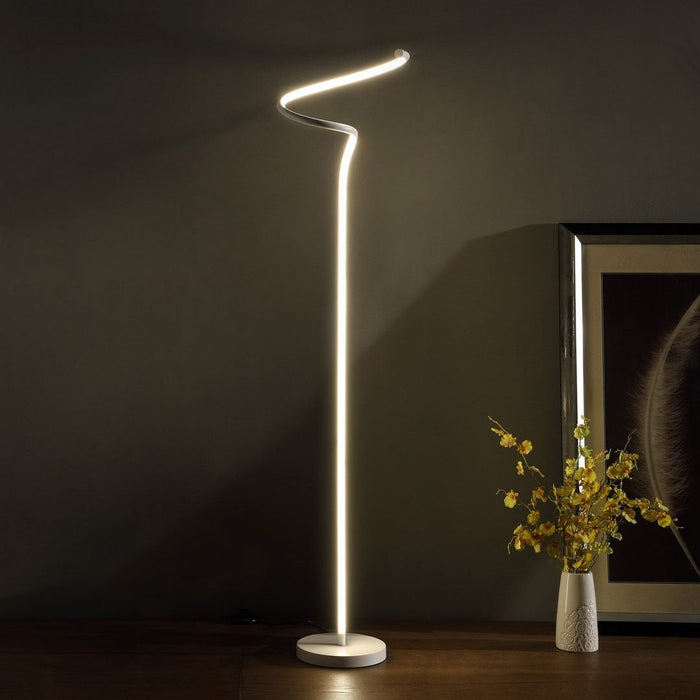 Contemporary 52.5 - Inch Curved LED Floor Lamp - Elegant Matte White S - Curve - Monsta Online