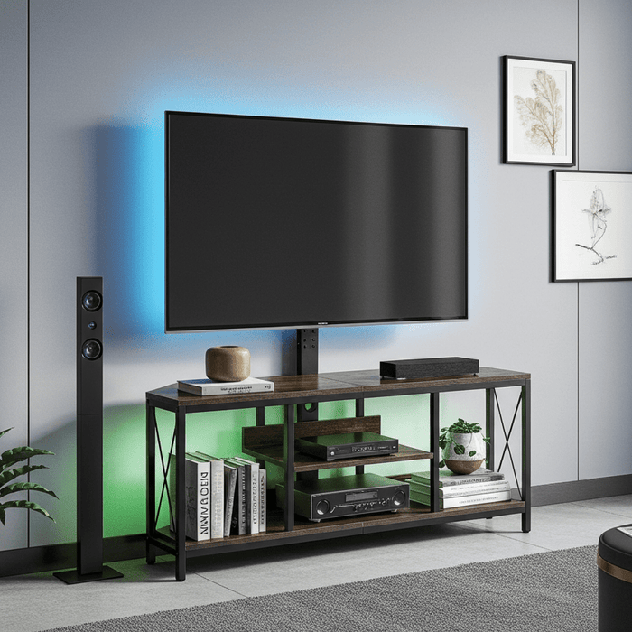 Modern LED TV Stand Entertainment Center for 75 Inch TVs with Adjustable Swivel and Height - Monsta Online