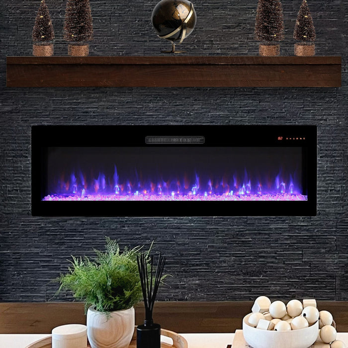 60 Inch Electric Fireplace Heater Wall Mounted and Recessed with Remote Control - Monsta Online