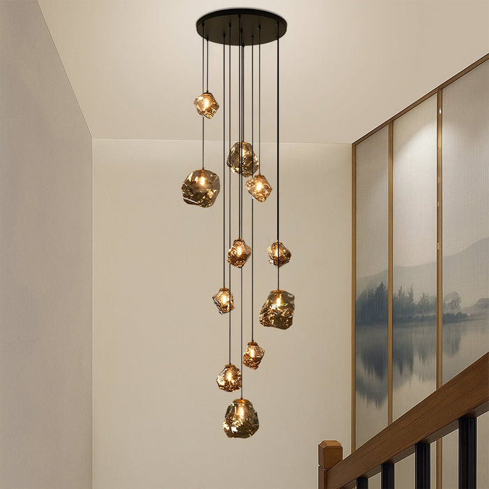 Nordic Staircase Chandelier – Dimmable LED Pendant Light for Grand Foyers & Villa Interiors - Monsta Online