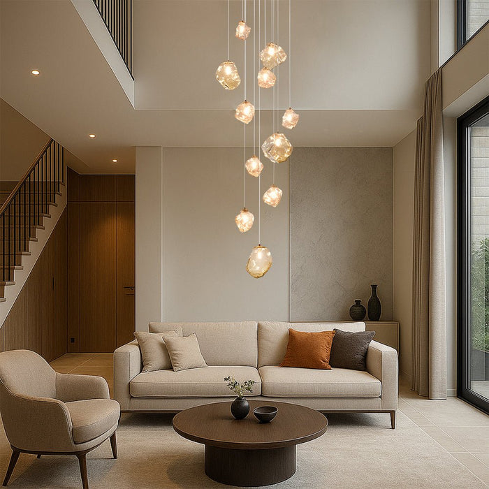 Nordic Staircase Chandelier – Dimmable LED Pendant Light for Grand Foyers & Villa Interiors - Monsta Online