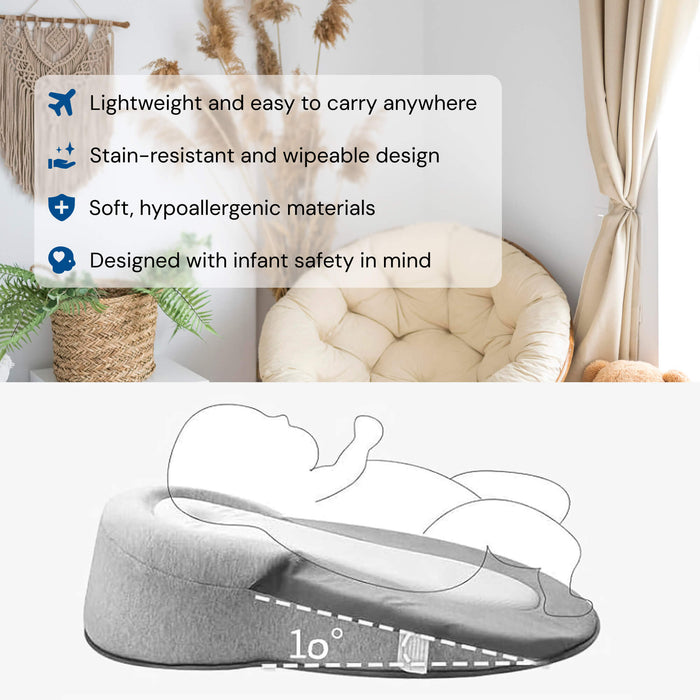 Baby Reflux Pillow Bed – Newborn Sleep Pod Infant Nest with 15° Anti - Reflux Wedge - Monsta Online