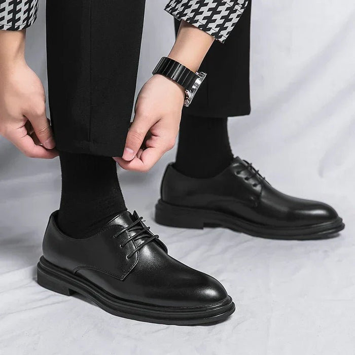 Noel Leather Dress Shoes – Men's Classic Lace - Up Genuine Leather Dress Shoes - Monsta Online