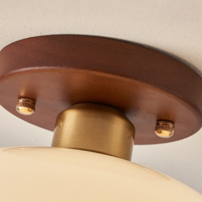 French Bauhaus Cream Ceiling Light – Flush Mount Glass Shade Lamp - Monsta Online