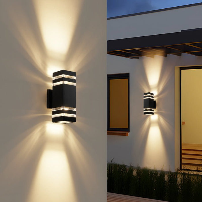 2 - Way Outdoor Wall Light – Modern Aluminum & Glass LED Fixture for Patio, Garden & Entryway - Monsta Online